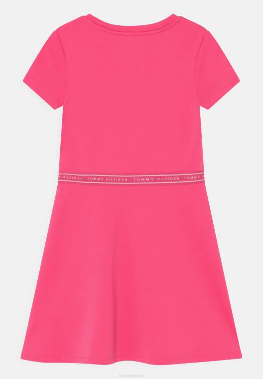 שמלת ג'רסי שמלת טייפ פונטו סקייטר NX205585 התראה ורודה Tommy Hilfiger