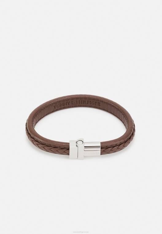 צמיד משפחתי קלוע מגנטי NX205658 בצבע חום/כסף Tommy Hilfiger