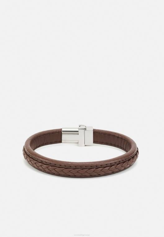 צמיד משפחתי קלוע מגנטי NX205658 בצבע חום/כסף Tommy Hilfiger