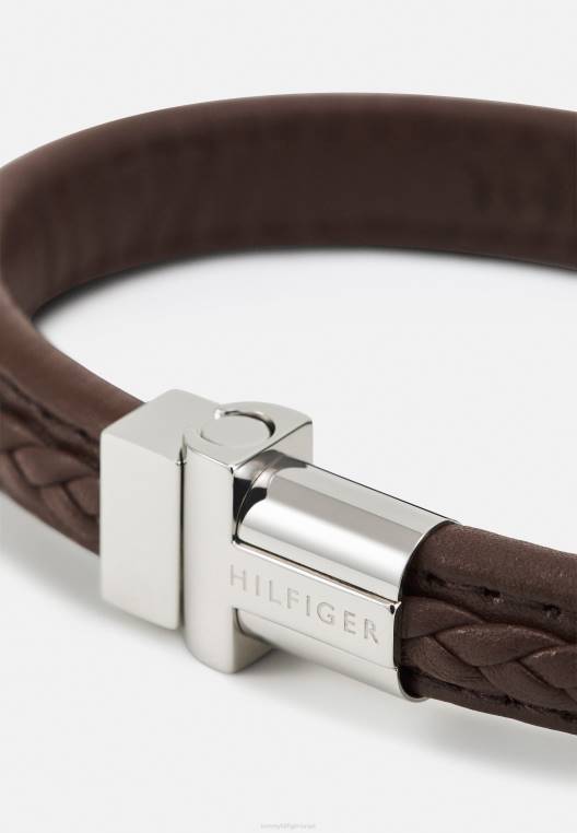 צמיד משפחתי קלוע מגנטי NX205658 בצבע חום/כסף Tommy Hilfiger