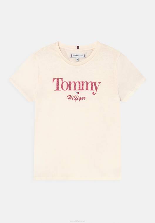 חולצת טריקו גרפית בהדפס טי נצנצים NX205682 לבן עתיק Tommy Hilfiger