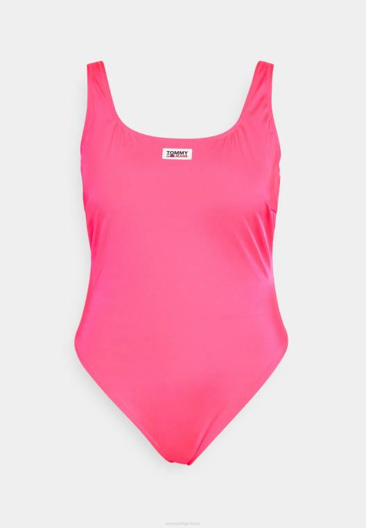 לגרוף אחורה בגד ים עקום מקשה אחת NX205692 היפר ורוד Tommy Hilfiger