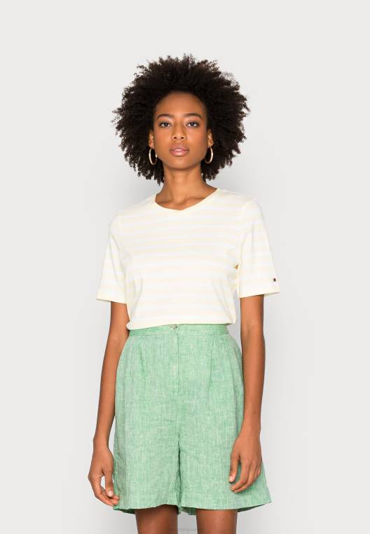 חולצת טי רגילה בהדפס טי NX205702 ברטון stp/לימון טוויסט לבן Tommy Hilfiger