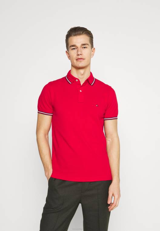 חולצת פולו דקה עם קצה NX205720 אדום ראשוני Tommy Hilfiger