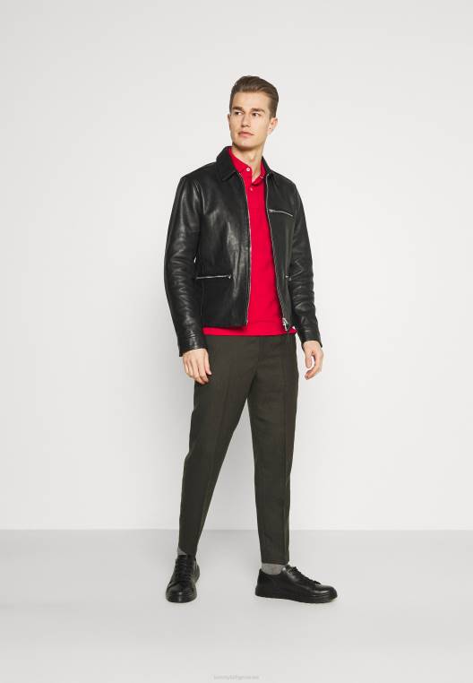 חולצת פולו דקה עם קצה NX205720 אדום ראשוני Tommy Hilfiger