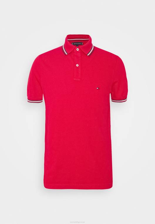 חולצת פולו דקה עם קצה NX205720 אדום ראשוני Tommy Hilfiger