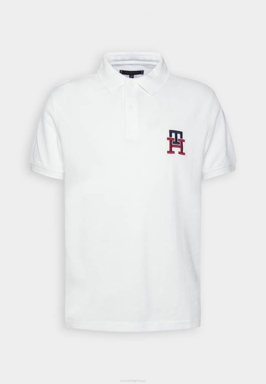 חולצת פולו רגילה עם מונוגרם NX205737 לבן Tommy Hilfiger