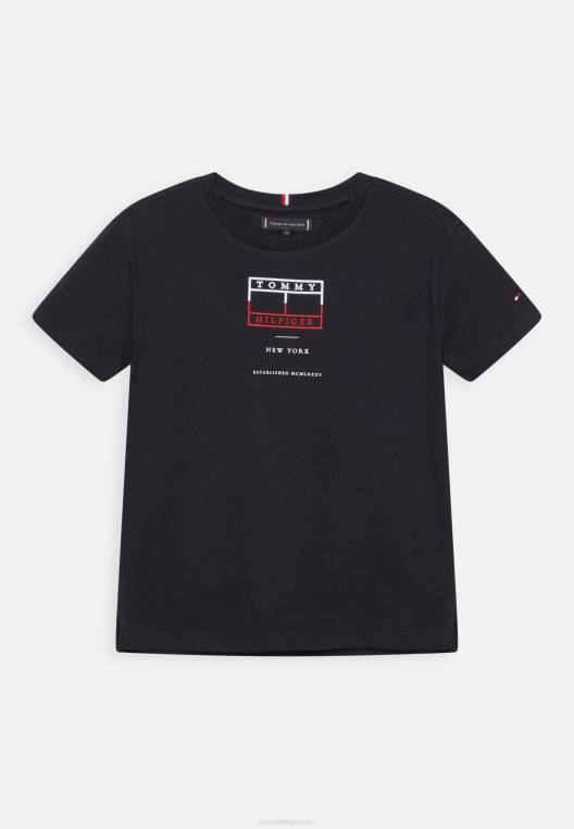 חולצת טריקו עם דגל רקום בהדפס טי NX205761 שמיים מדבריים Tommy Hilfiger