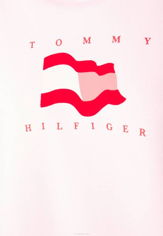 סווטשירט קפוצ'ון דגל נינוח NX205765 ורוד פסטל Tommy Hilfiger