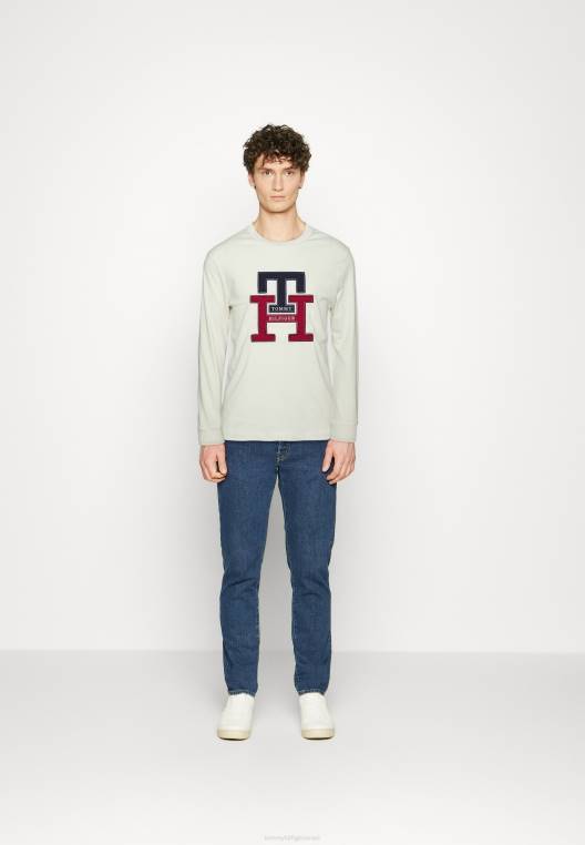 טופ מונוגרמה יוקרתי עם שרוולים ארוכים NX205783 שֶׁנהָב Tommy Hilfiger