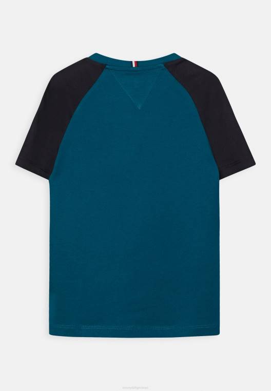 חולצת טריקו חיונית עם הדפסי טי קולורבלוק NX205823 בֶּנזִין Tommy Hilfiger