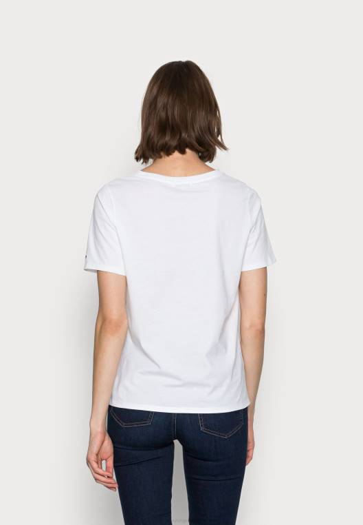 חולצת טי רגילה עם הדפס נוצות פתוחות NX205840 לבן Tommy Hilfiger