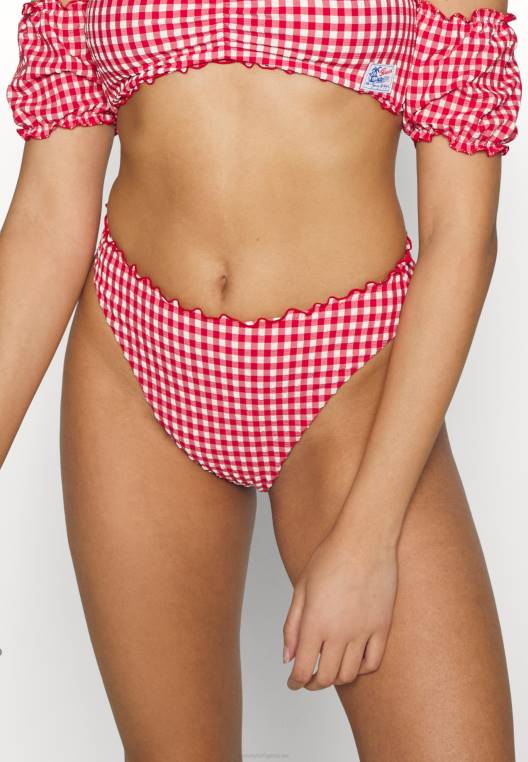 תחתוני ביקיני ביקיני חצופים עם רגל גבוהה NX205873 אדום/לבן ראשוני Tommy Hilfiger