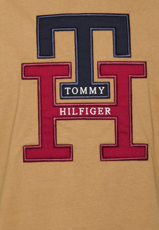 חולצת טי יוקרתית בהדפס מונוגרמה NX205922 חאקי כפרי Tommy Hilfiger