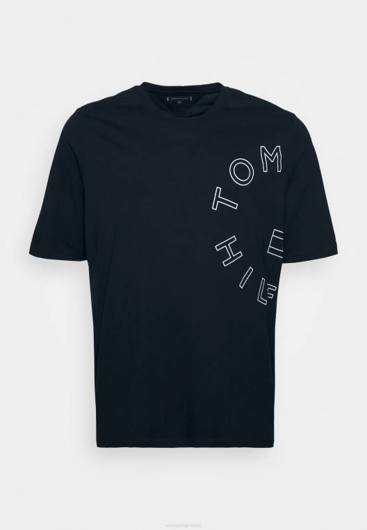 חולצת טריקו גרפית בהדפס טי עגול NX205924 שמיים מדבריים Tommy Hilfiger