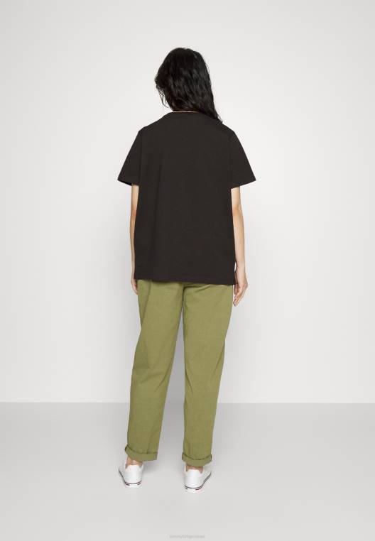 מכנסיים מחודדים עם צעיף קפלים NX205940 זית Tommy Hilfiger