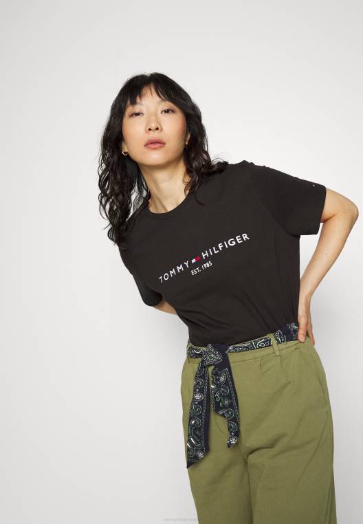 מכנסיים מחודדים עם צעיף קפלים NX205940 זית Tommy Hilfiger