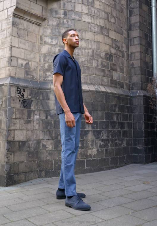 מכנסי מבנה מודפסים דנטון NX205941 אינדיגו דהוי Tommy Hilfiger