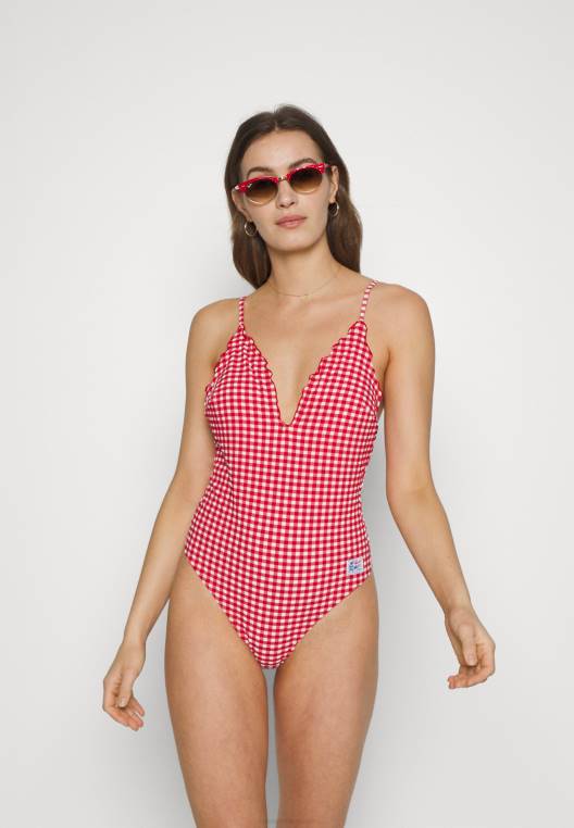 לצלול בגד ים מחלק אחד NX205945 אדום/לבן ראשוני Tommy Hilfiger