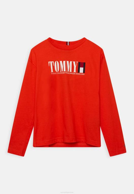 חולצה גרפית עם שרוולים ארוכים NX205946 כתום חומצה Tommy Hilfiger