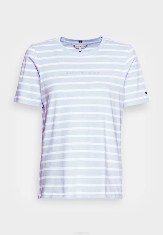 חולצת טי רגילה בהדפס טי NX205968 ברטון stp/בריזי כחול לבן Tommy Hilfiger