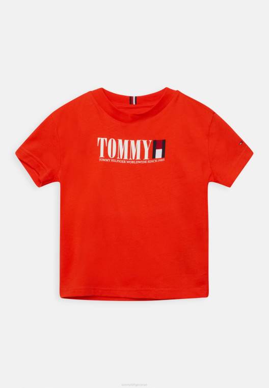 חולצת טריקו גרפית בהדפס טי NX205980 כתום חומצה Tommy Hilfiger