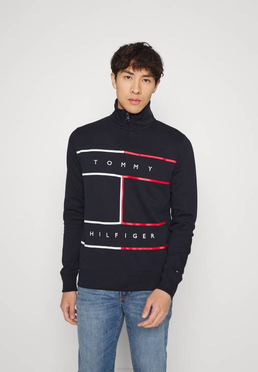 סווטשירט מדומה עם רוכסן דגל גדול NX206002 שמיים מדבריים Tommy Hilfiger