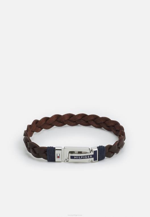 צמיד צמה שטוח NX206009 חום/כסף Tommy Hilfiger