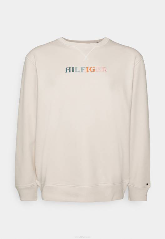 סווטשירט צווארון עם תפר ניגודי NX206120 נוצה לבן Tommy Hilfiger