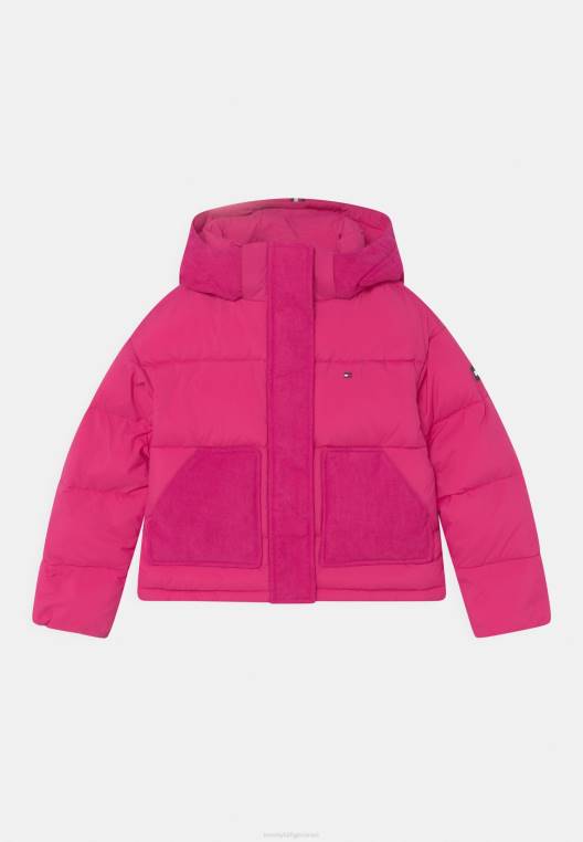 מעיל חורף עם מדיה מעורבת NX206135 מגנטה אקסצנטרי Tommy Hilfiger