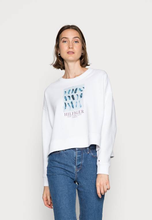 סווטשירט פתוח נוצה NX206138 לבן Tommy Hilfiger