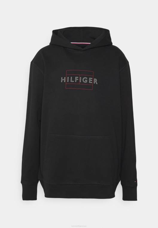 סווטשירט קפוצ'ון דגל ליניארי NX206148 שָׁחוֹר Tommy Hilfiger