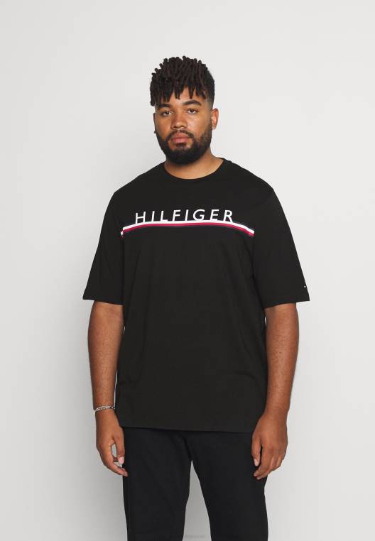 חולצת טריקו בהדפס פסים של קורפ NX206256 שָׁחוֹר Tommy Hilfiger