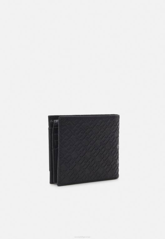 דש פרימיום וארנק מטבעות NX206301 מונוגרמה שחורה Tommy Hilfiger