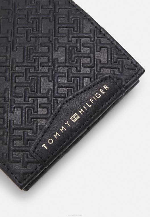 דש פרימיום וארנק מטבעות NX206301 מונוגרמה שחורה Tommy Hilfiger