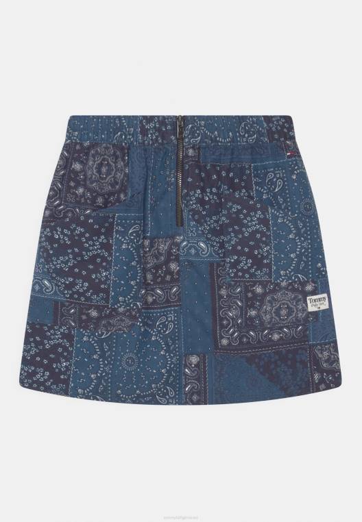 חצאית מיני חצאית רוכסן בהדפס בנדנה NX206304 אינדיגו דמדומים Tommy Hilfiger