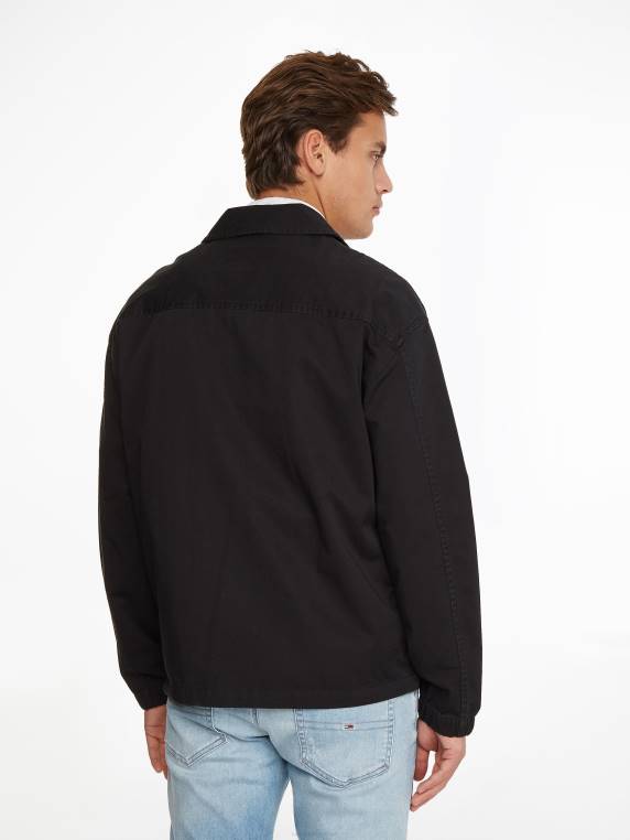 ז'קט רוכסן מכותנה אורגנית רקמה NX20630 שָׁחוֹר Tommy Hilfiger