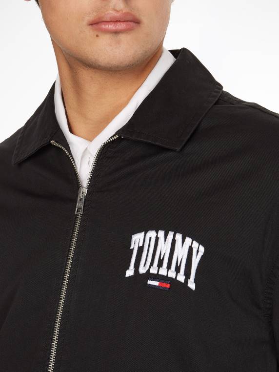 ז'קט רוכסן מכותנה אורגנית רקמה NX20630 שָׁחוֹר Tommy Hilfiger