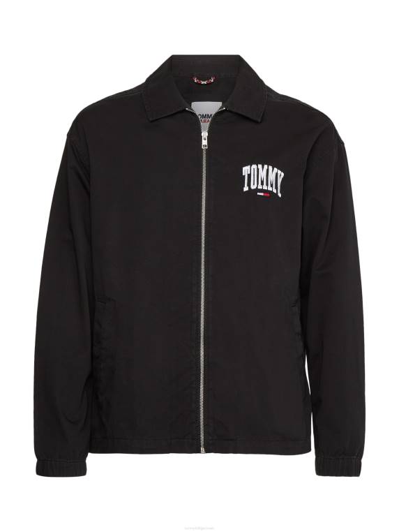 ז'קט רוכסן מכותנה אורגנית רקמה NX20630 שָׁחוֹר Tommy Hilfiger