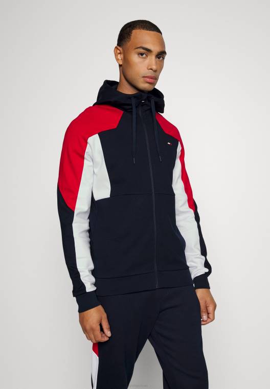 סווטשירט קפוצ'ון עם רוכסן בצבע חסום NX206315 שמיים מדבריים Tommy Hilfiger