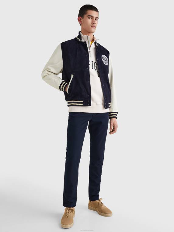 ז'קט בומבר זמש של האוניברסיטה NX20631 שמיים מדבריים Tommy Hilfiger