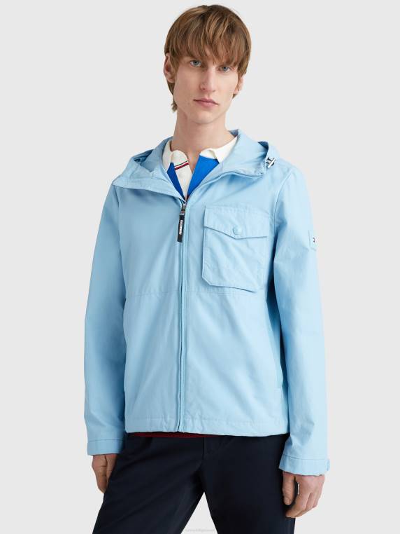ז'קט עם קפוצ'ון כיס שימושי NX20635 כחול קולומביה Tommy Hilfiger
