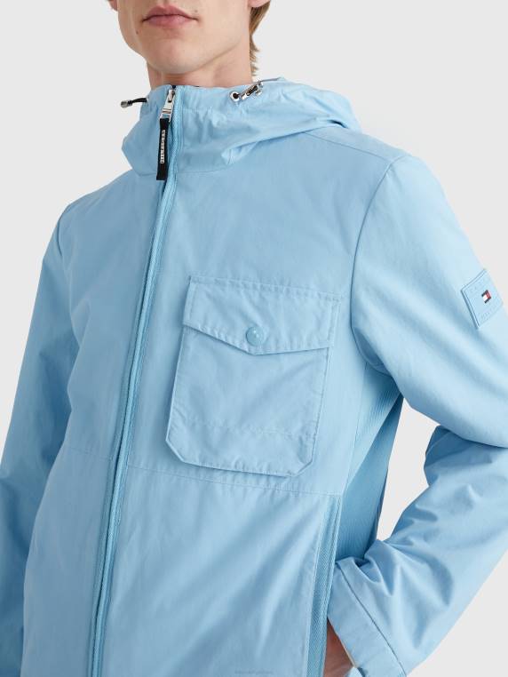 ז'קט עם קפוצ'ון כיס שימושי NX20635 כחול קולומביה Tommy Hilfiger