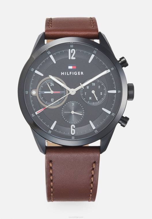 שעון כרונוגרף מת'יו NX206481 שחור חום Tommy Hilfiger