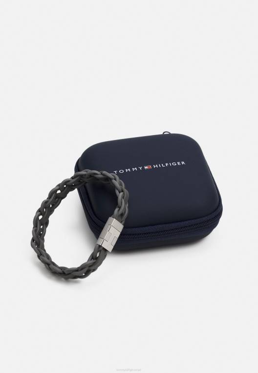 צמיד משפחתי קלוע מגנטי NX206491 בצבע אפור/כסף Tommy Hilfiger