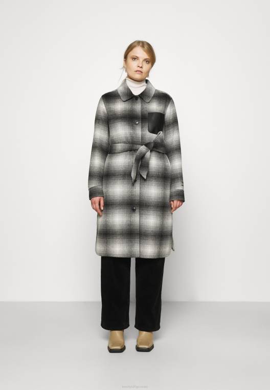 מעיל מעיל צ'ק בתערובת אייקונים מעיל קלאסי NX206520 אייקון צל שחור Tommy Hilfiger