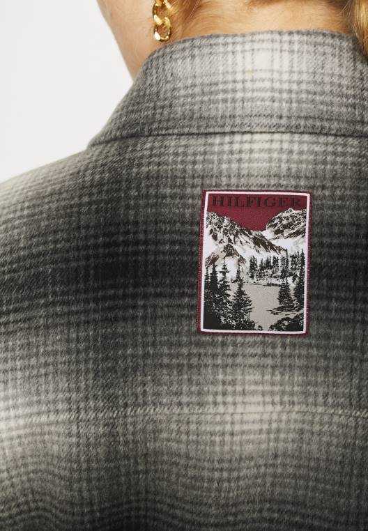 מעיל מעיל צ'ק בתערובת אייקונים מעיל קלאסי NX206520 אייקון צל שחור Tommy Hilfiger