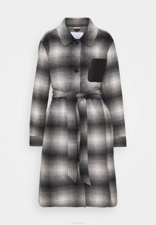 מעיל מעיל צ'ק בתערובת אייקונים מעיל קלאסי NX206520 אייקון צל שחור Tommy Hilfiger