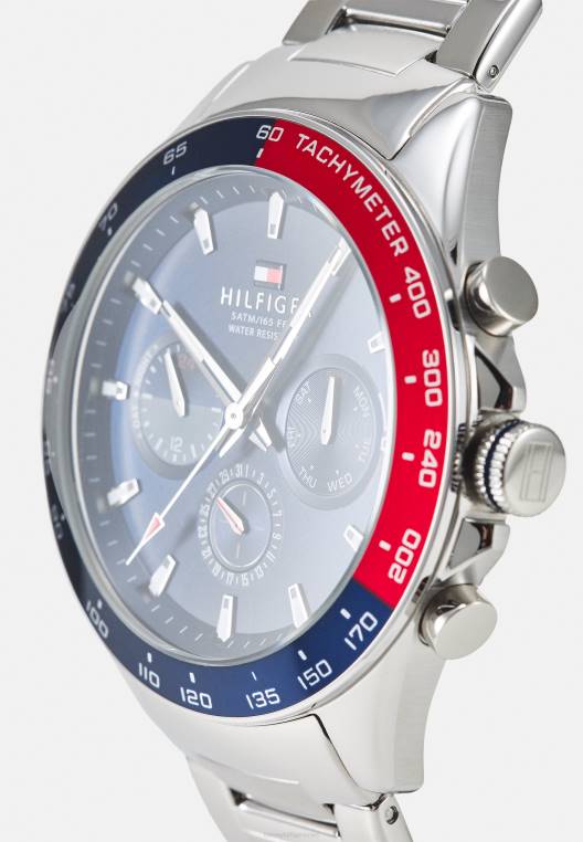 שעון אוון NX206616 בצבע כסף/כחול/אדום Tommy Hilfiger