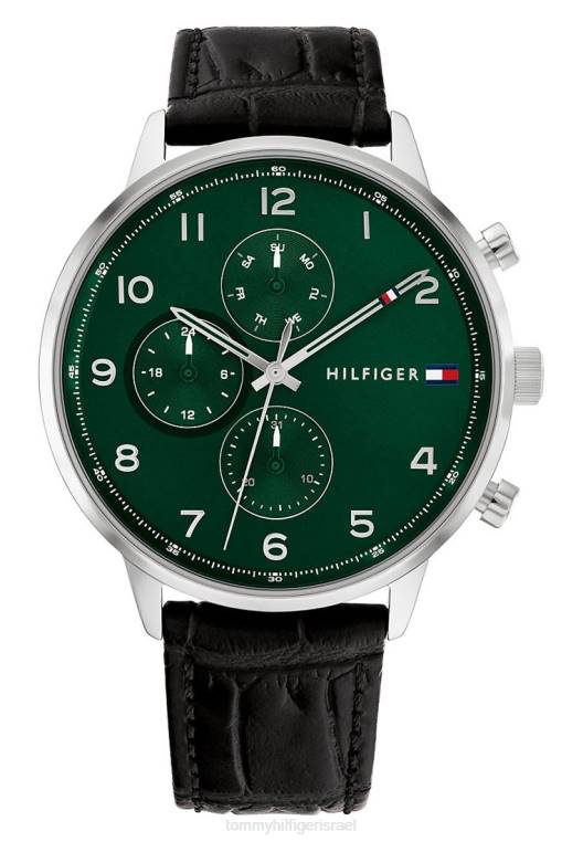 שעון כרונוגרף לאונרד NX206646 קרוק שחור/כסף/ירוק Tommy Hilfiger
